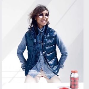 J.CREW Navy Blue Feather Down Vest Ski Jacket Coat